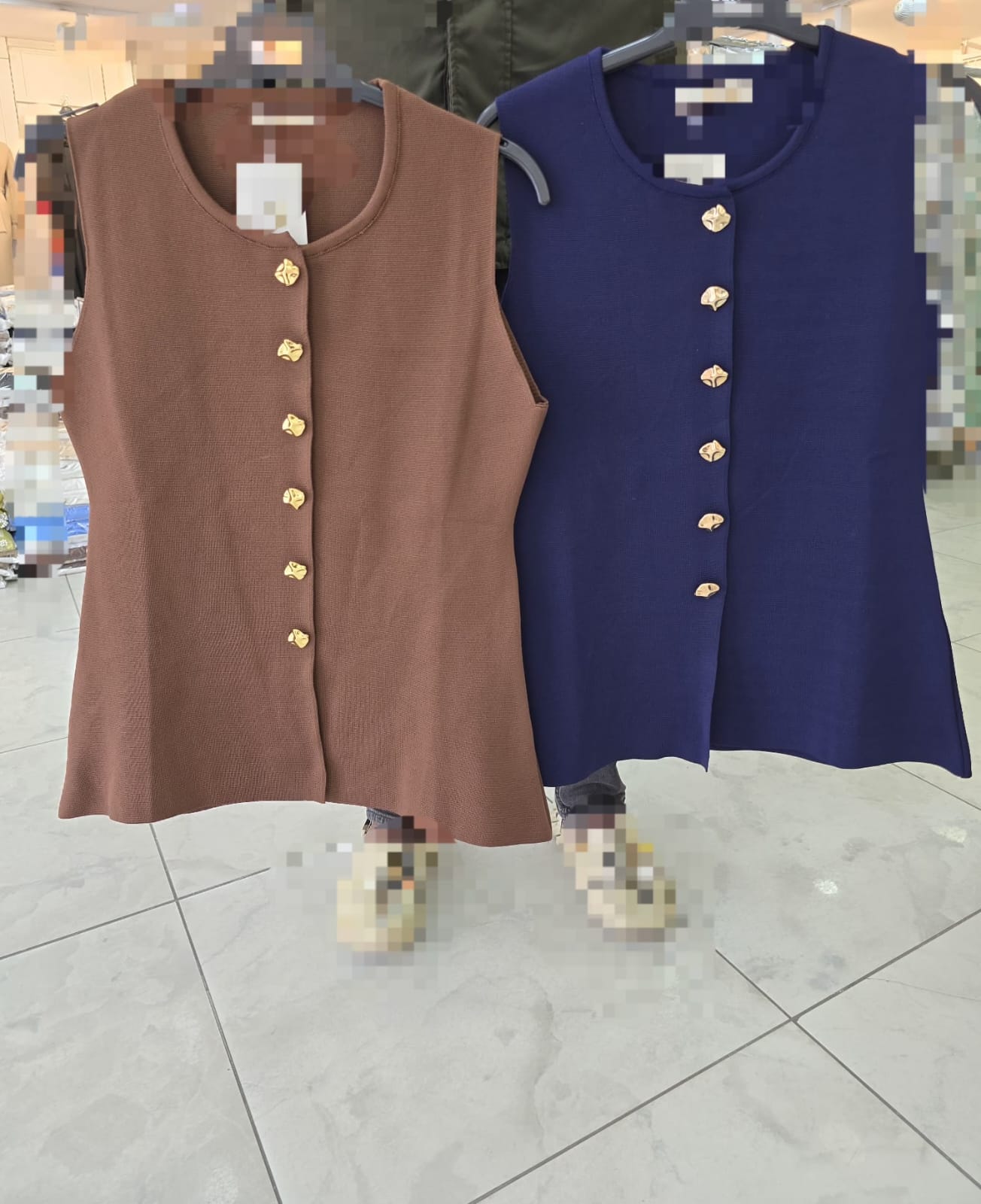 Gold-buttoned Knit Waistcoat