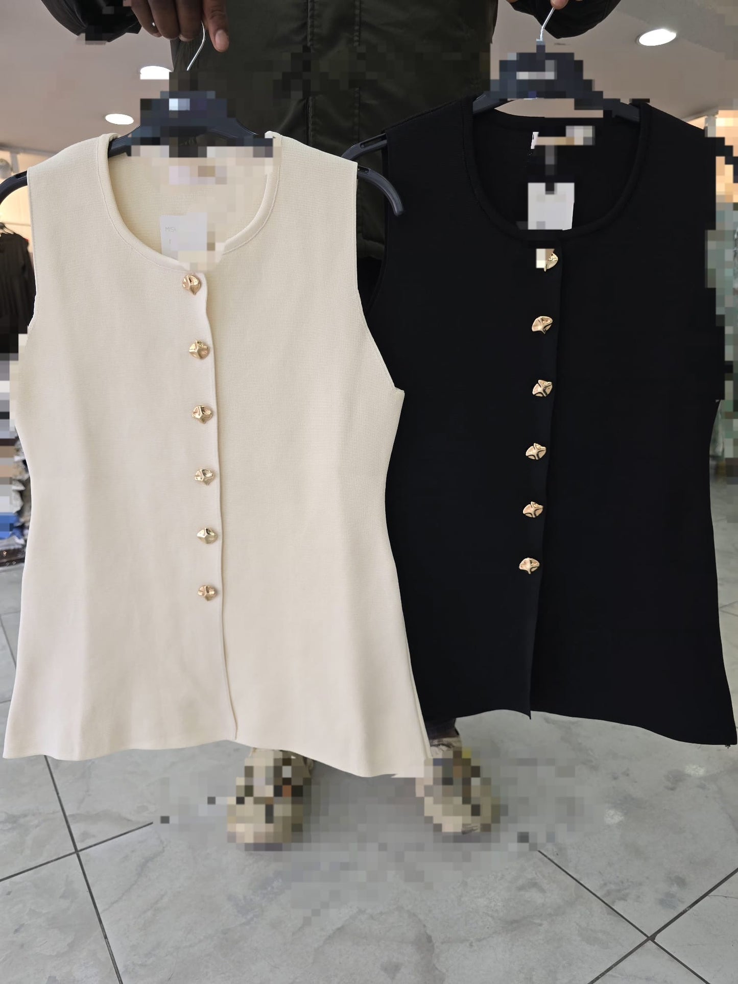 Gold-buttoned Knit Waistcoat