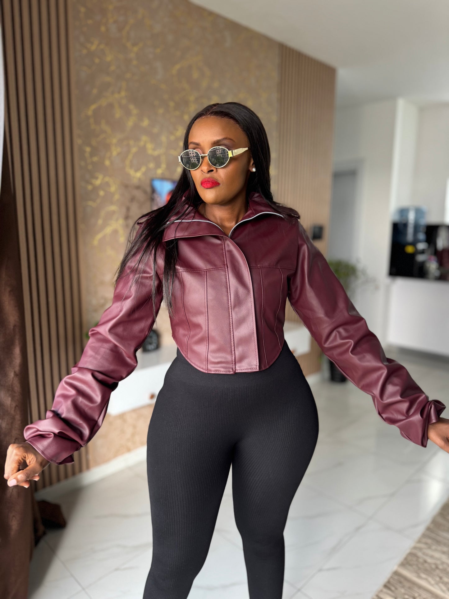 Sade Corset Sculpt Leather Jacket