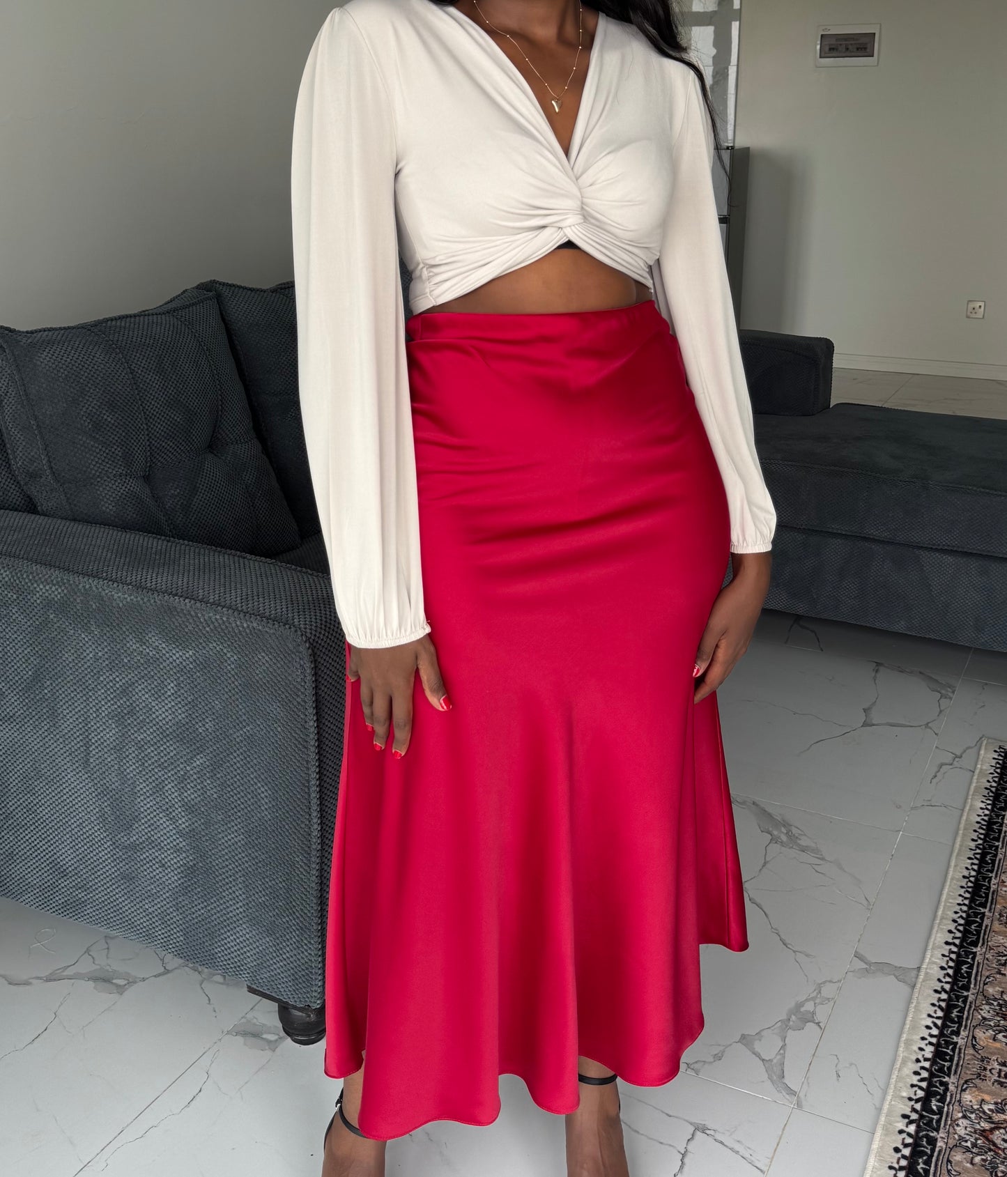 Long-Sleeve Knot Front Crop Top