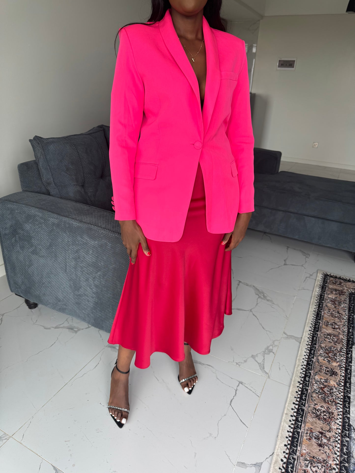 Hot Pink Shoulder Padded Blazer