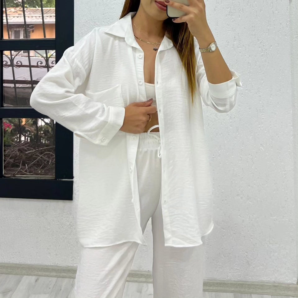 Linen- blend 3/4 Pant Set