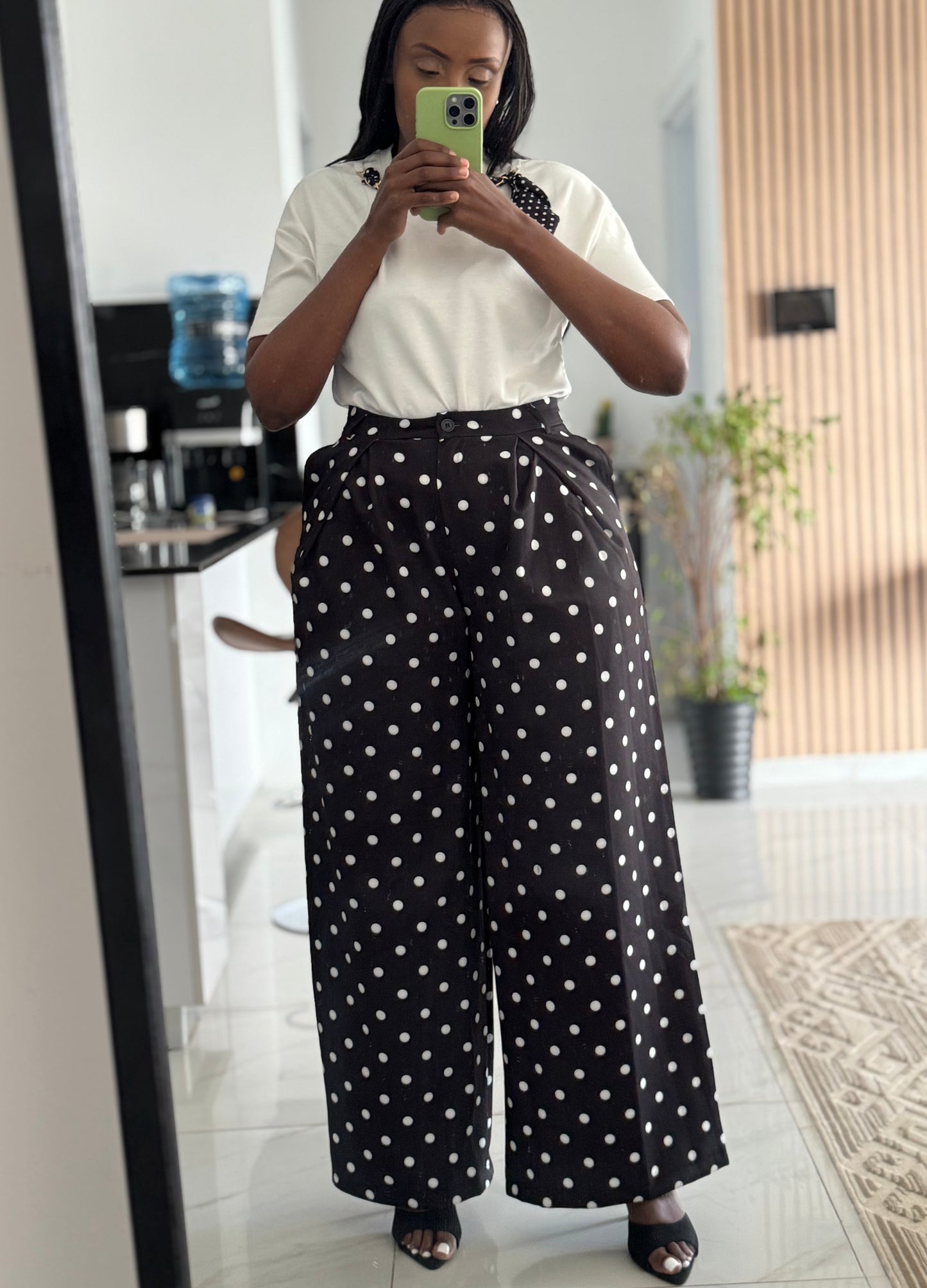 Chained Polka Scarf Neck Tee