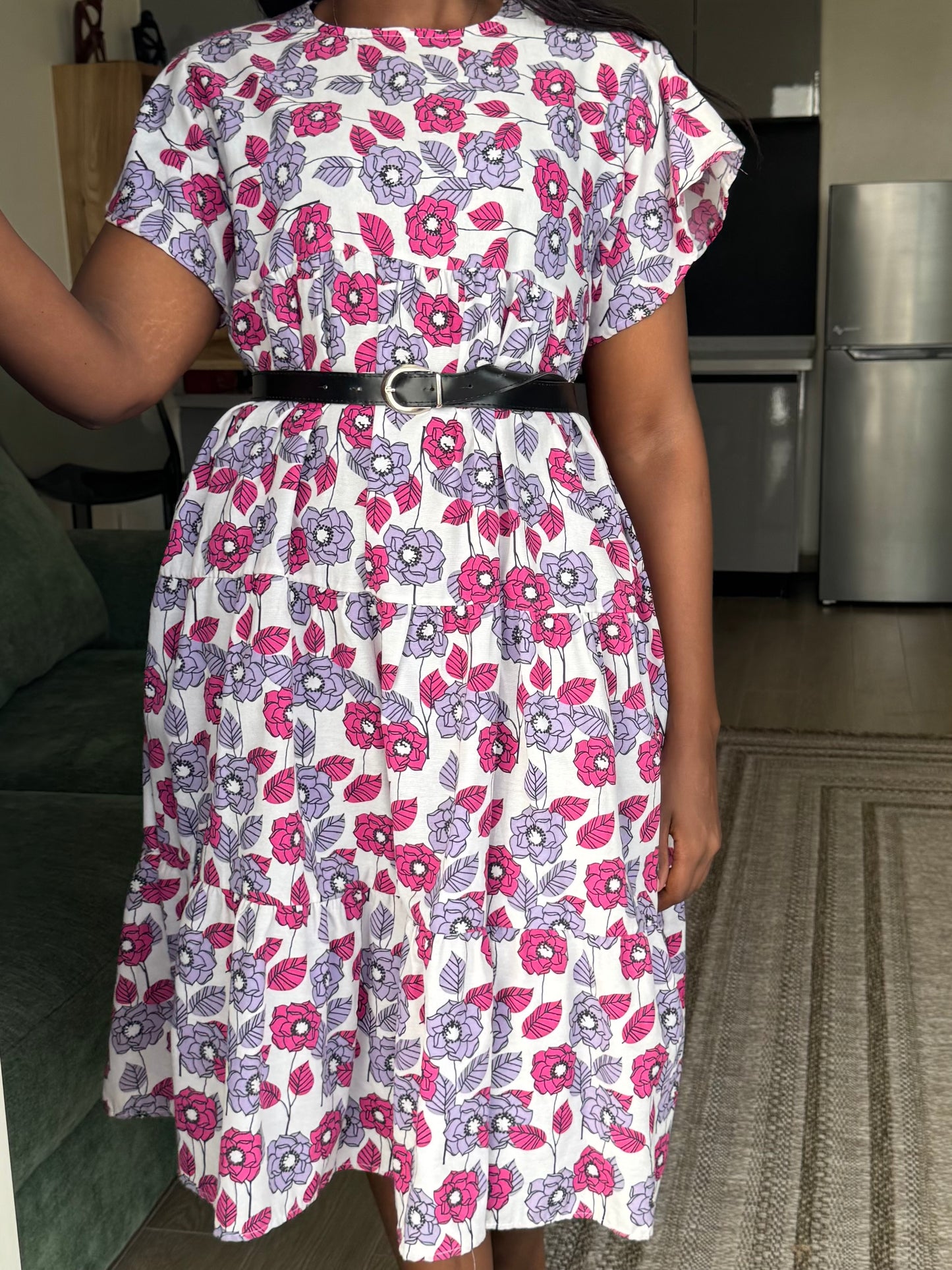 Floral Tiered Midi Dress