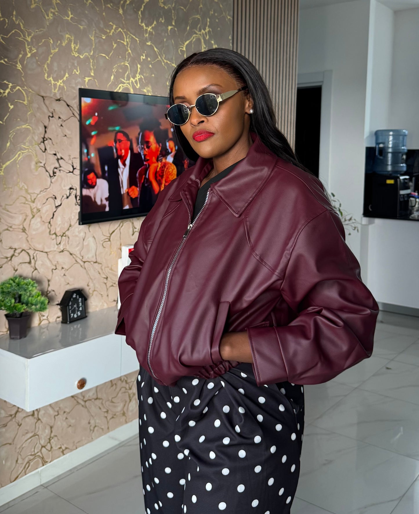 Cleo Leather Bomber Jacket