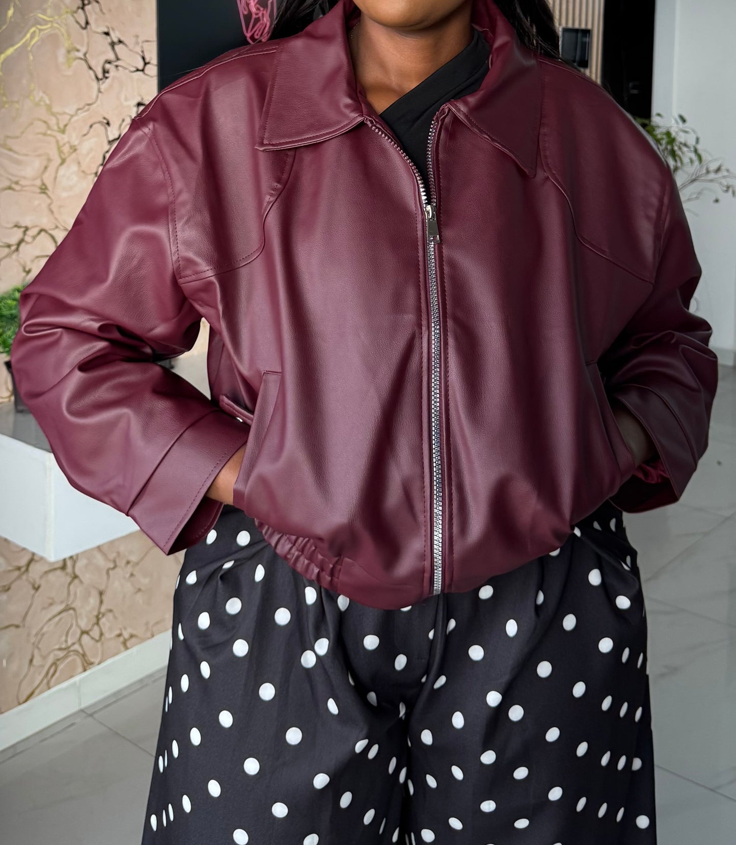 Cleo Leather Bomber Jacket