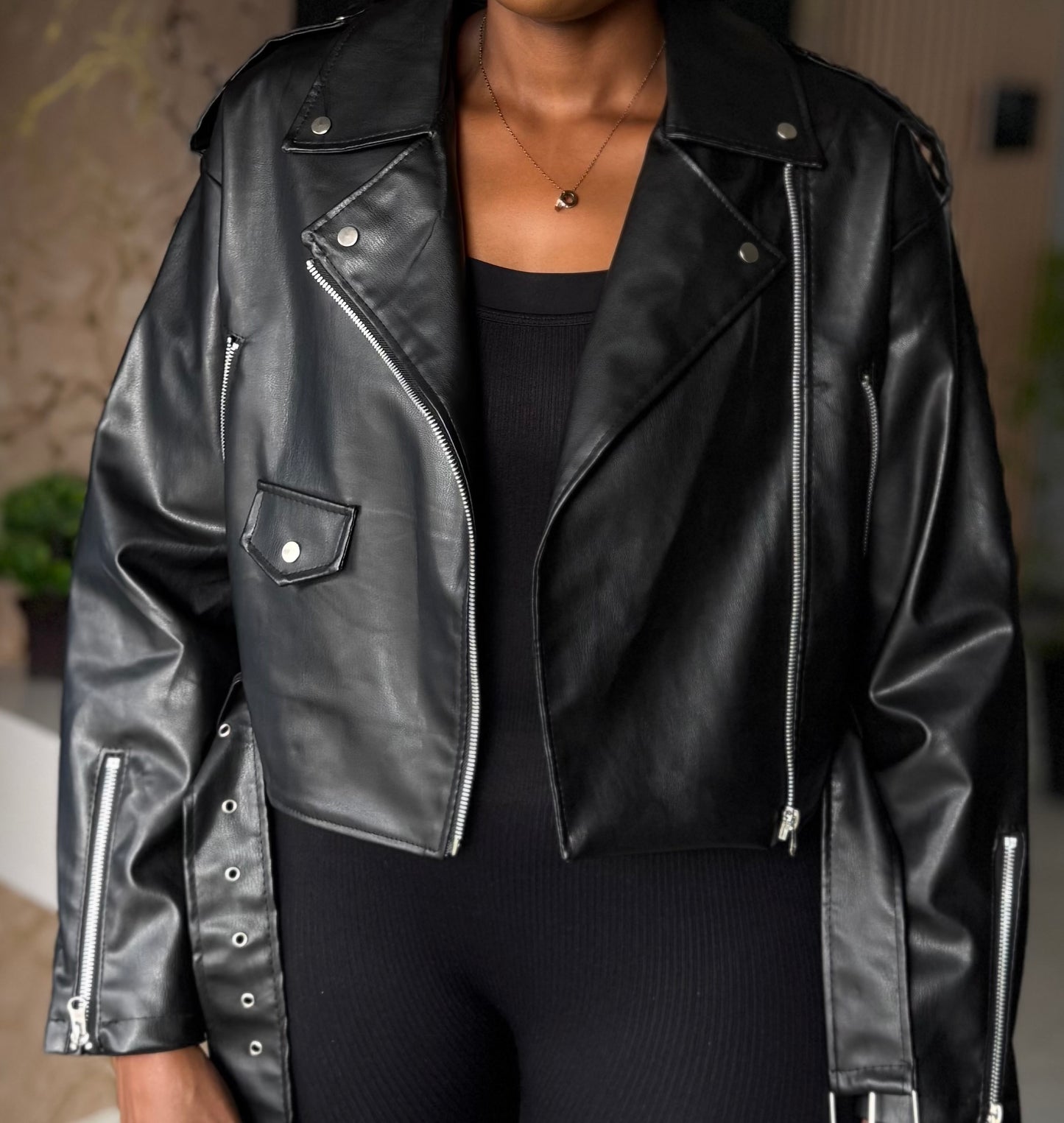Luna Utility Oversized Leather Jacket