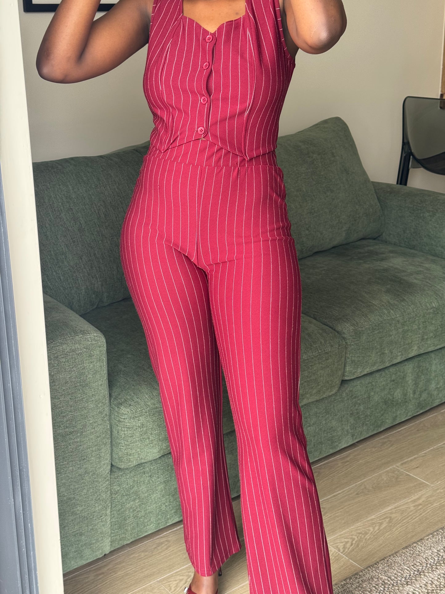Pinstripe Lycra Halfcoat Set