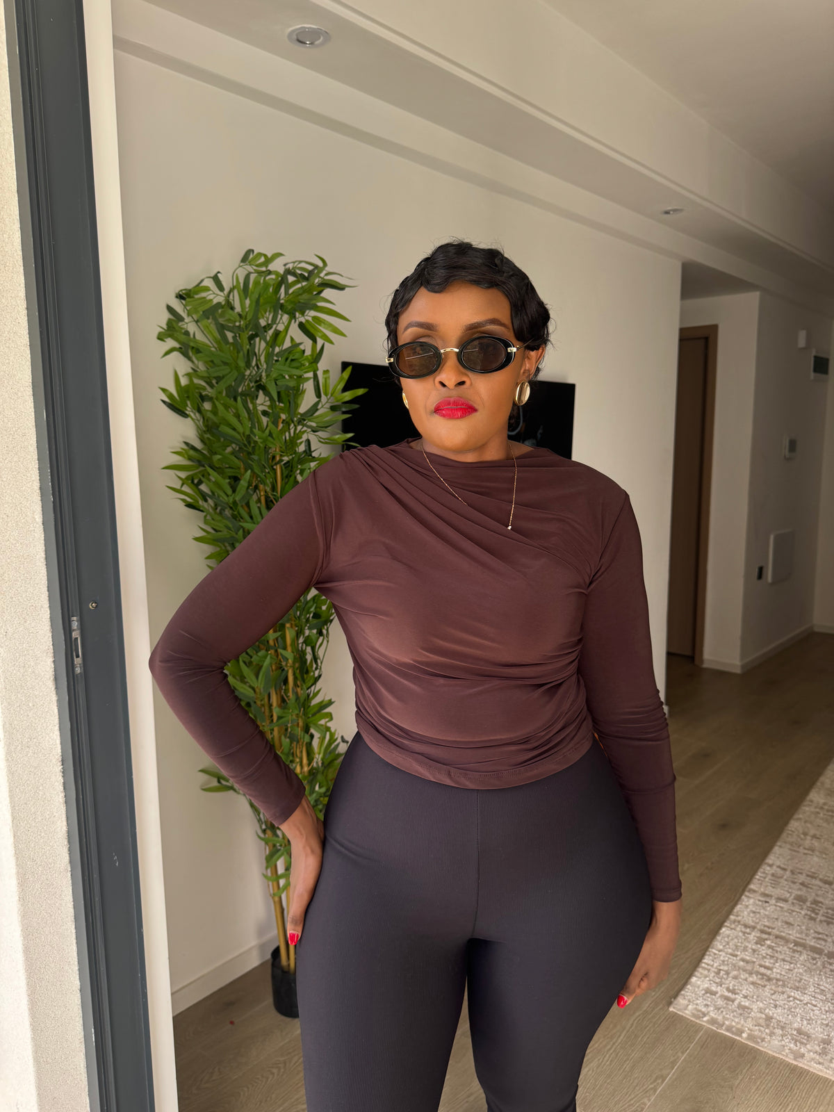 Sienna Long-Sleeve Ruched Top
