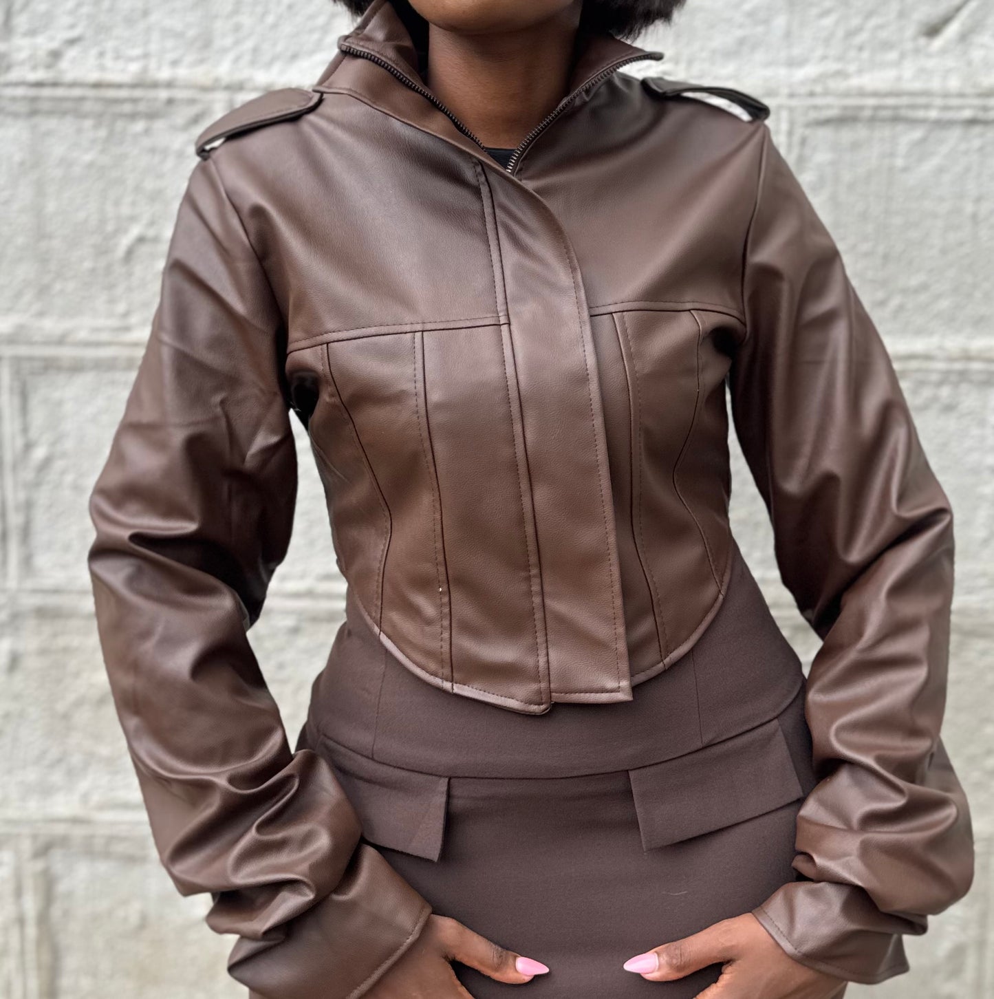 Sade Corset Sculpt Leather Jacket