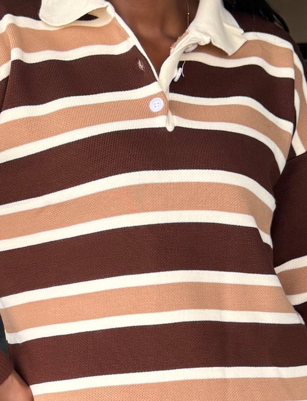 The Striped Polo Buttoned Sweater