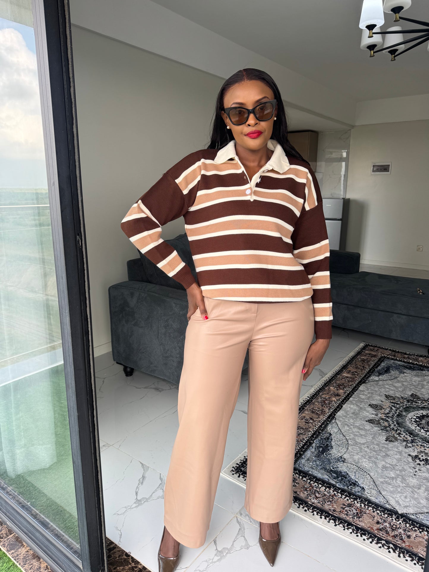 The Striped Polo Buttoned Sweater