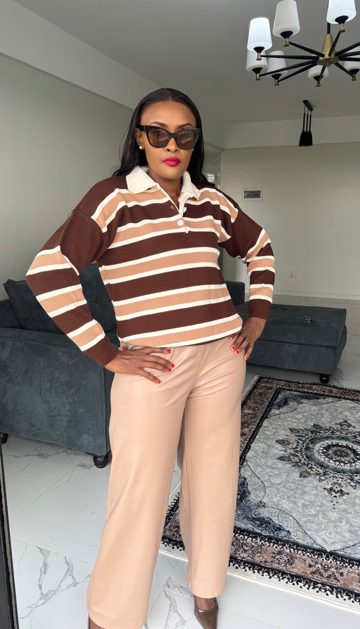 The Striped Polo Buttoned Sweater