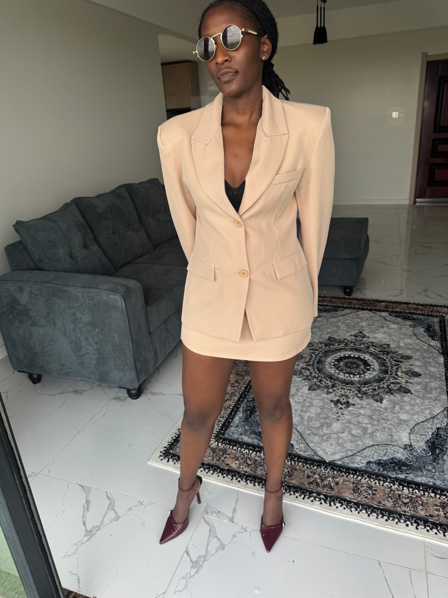 Padded Blazer & Mini Skirt Set