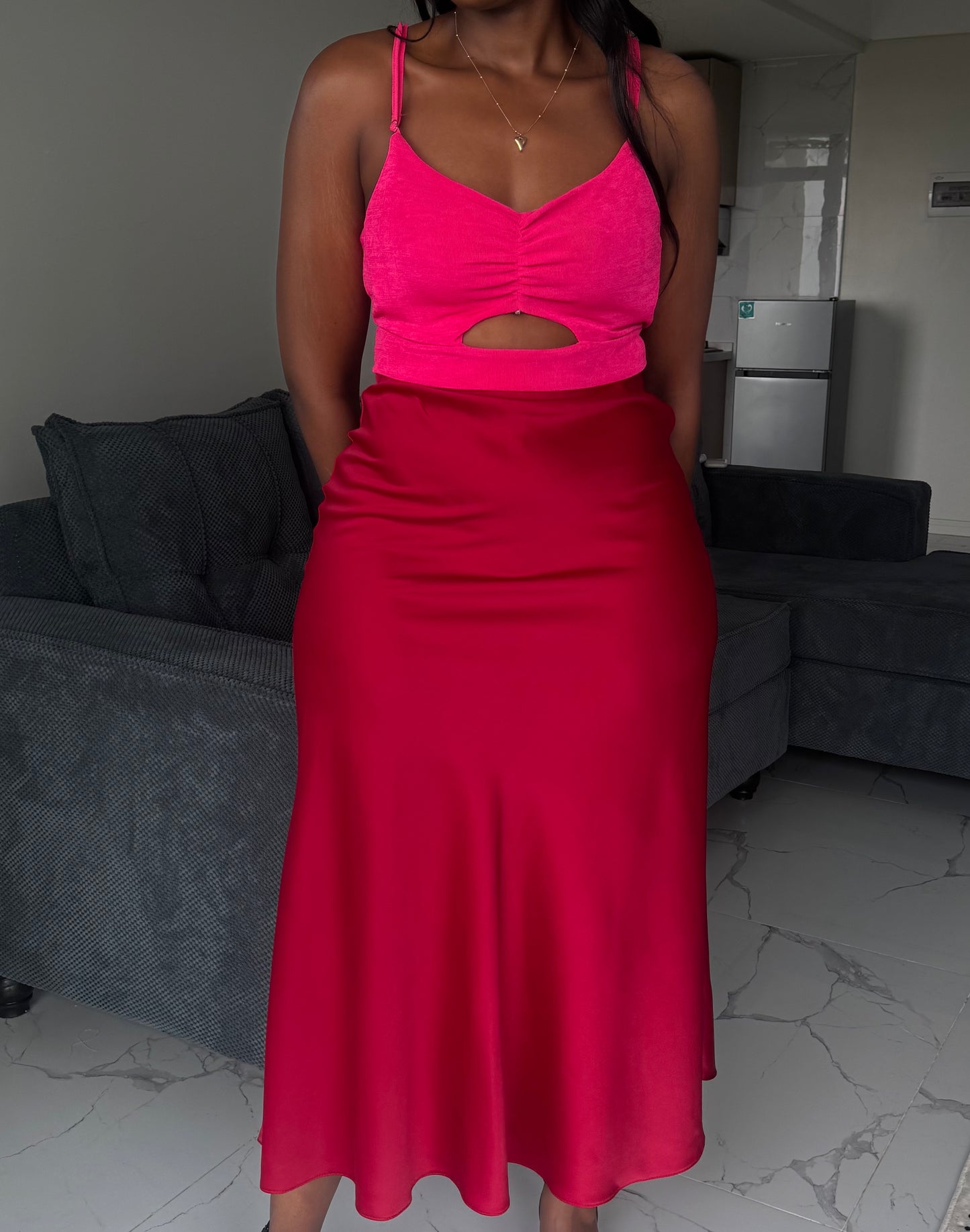 Adjustable Spaghetti Strap Cut-Out Crop