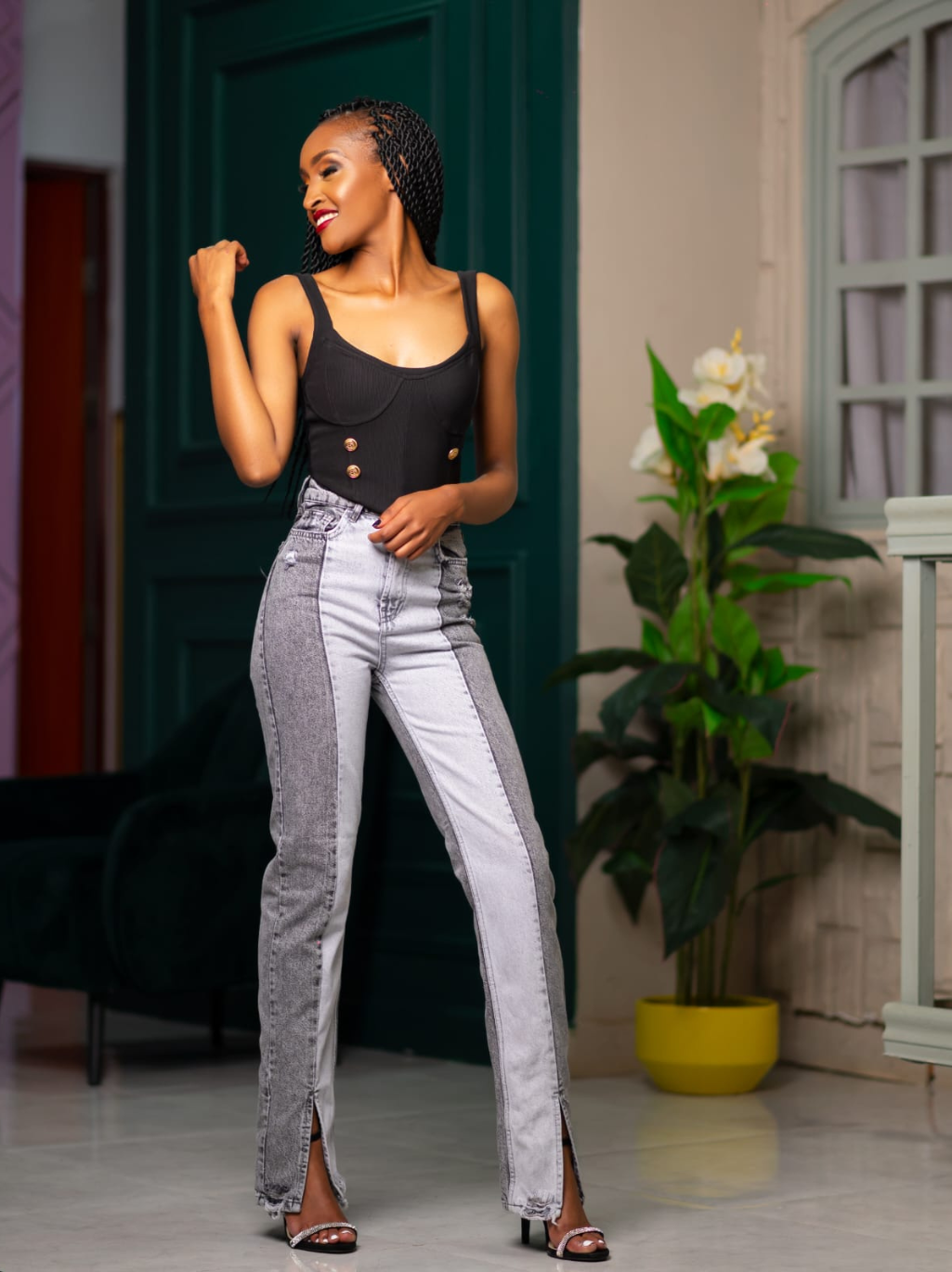 Lylla two-toned slit jeans