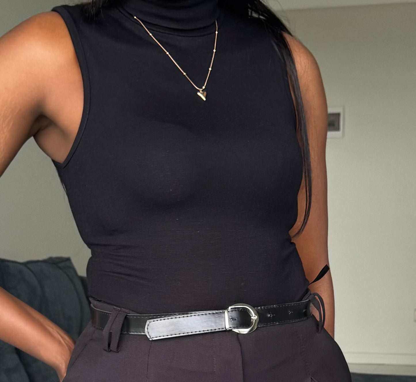 Turtleneck Sleeveless Cotton Bodysuit