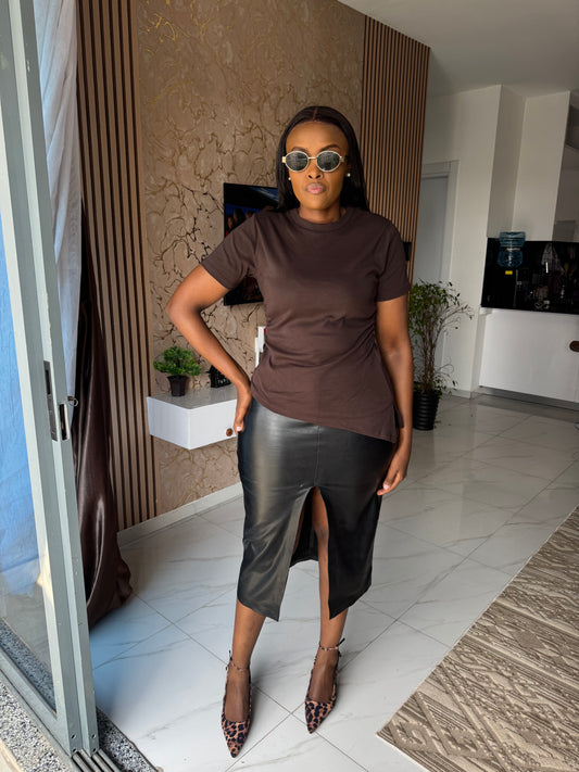 Waist-ruched Asymmetrical Snug Tee