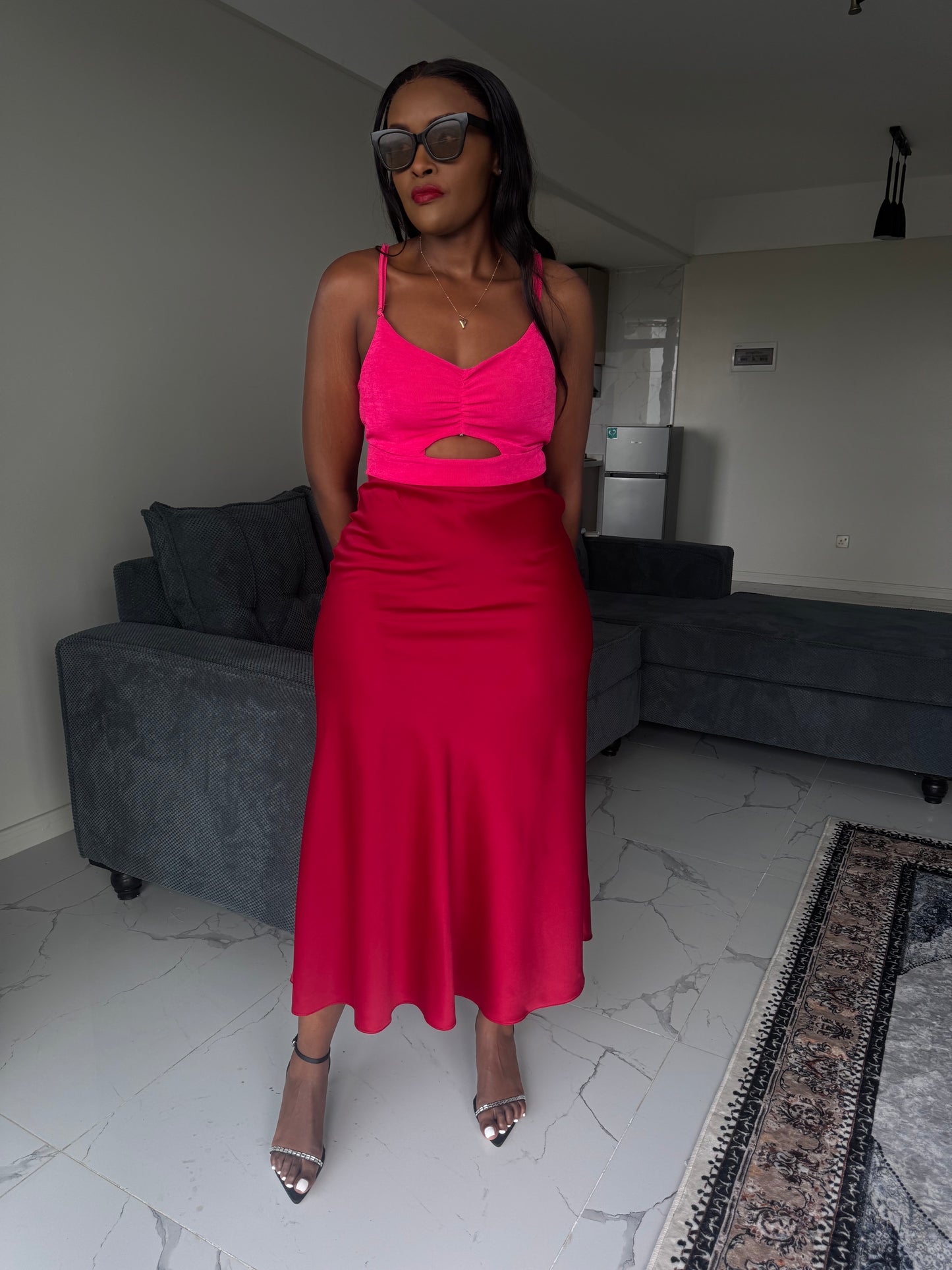 Adjustable Spaghetti Strap Cut-Out Crop