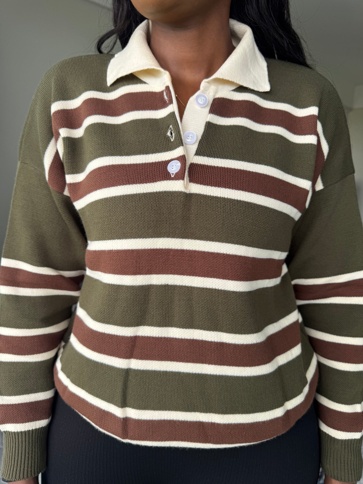 The Striped Polo Buttoned Sweater