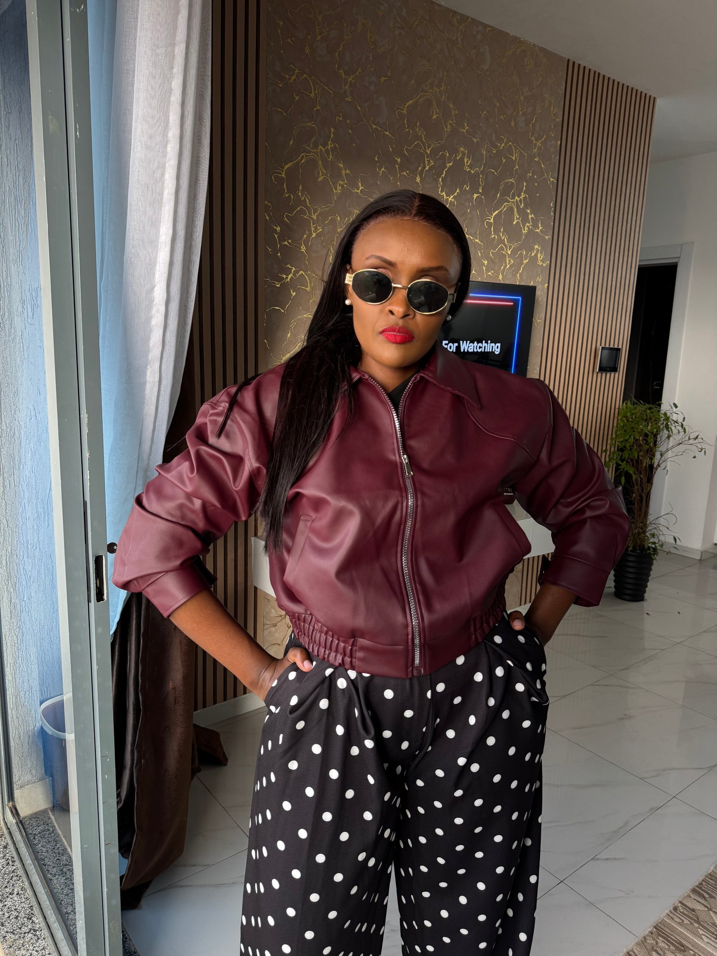 Cleo Leather Bomber Jacket