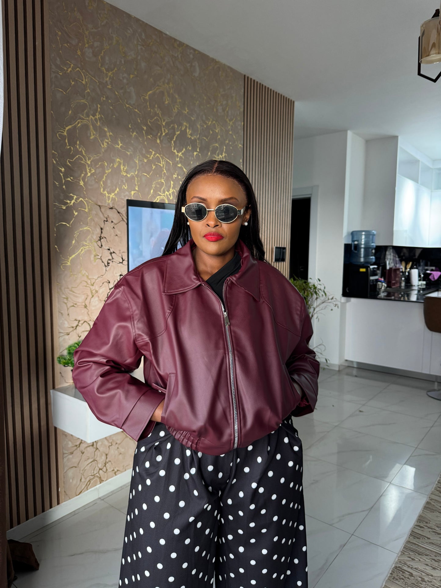 Cleo Leather Bomber Jacket