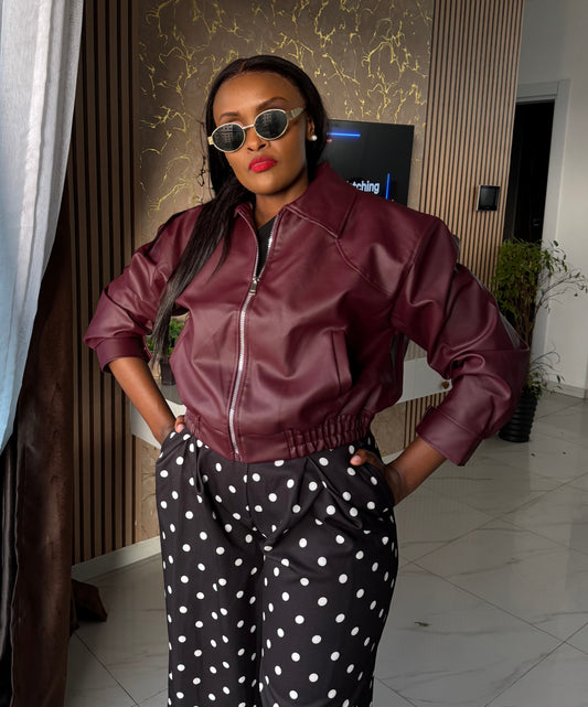 Cleo Leather Bomber Jacket