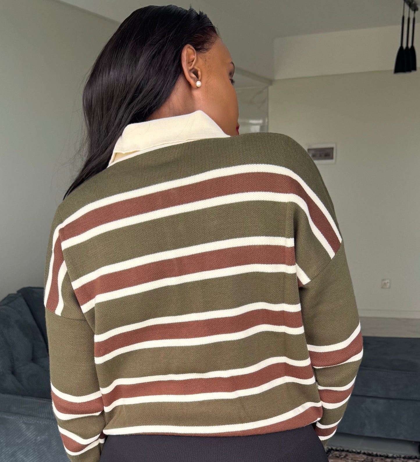The Striped Polo Buttoned Sweater
