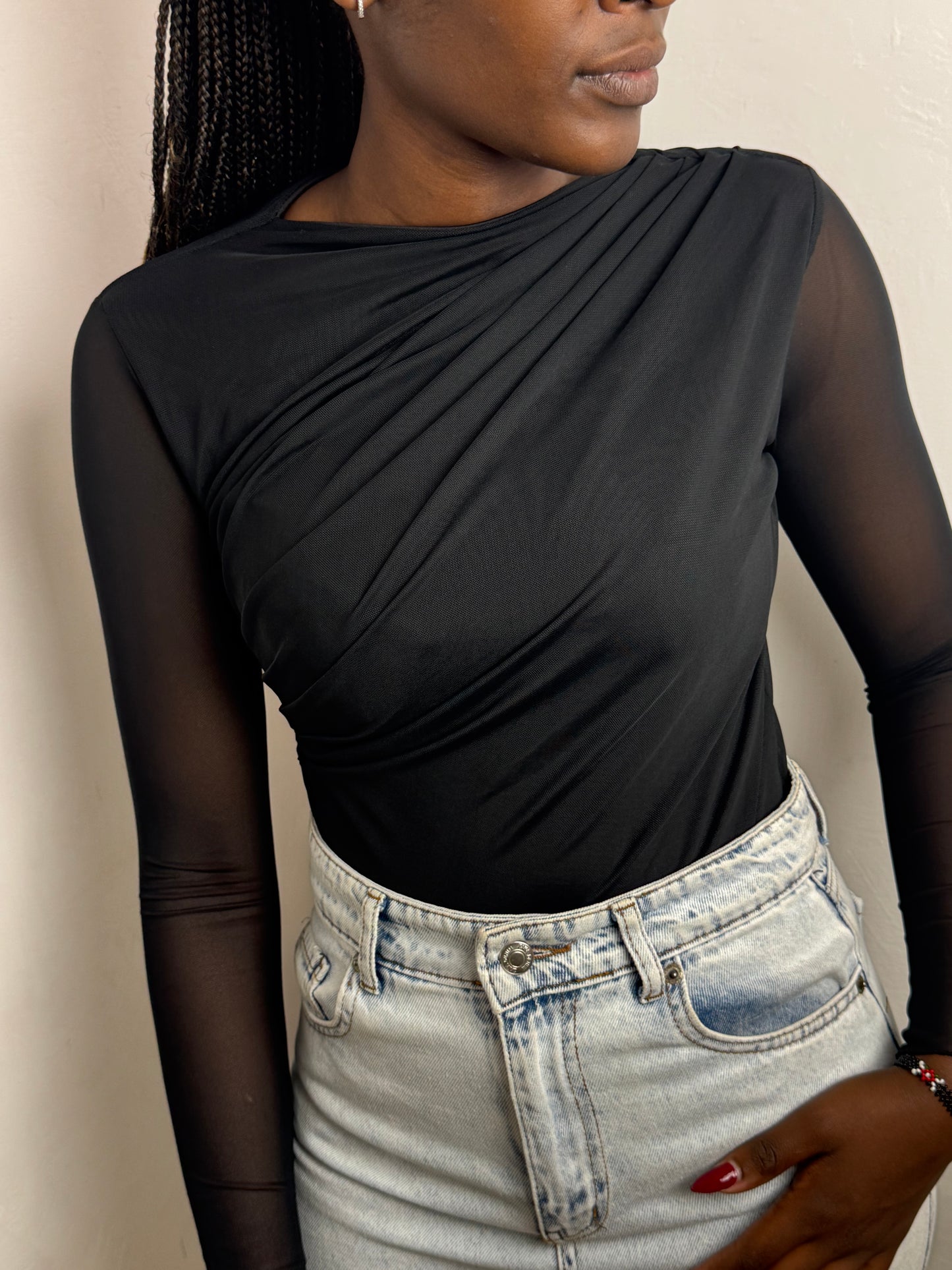 Mesh Ruched Bodysuit