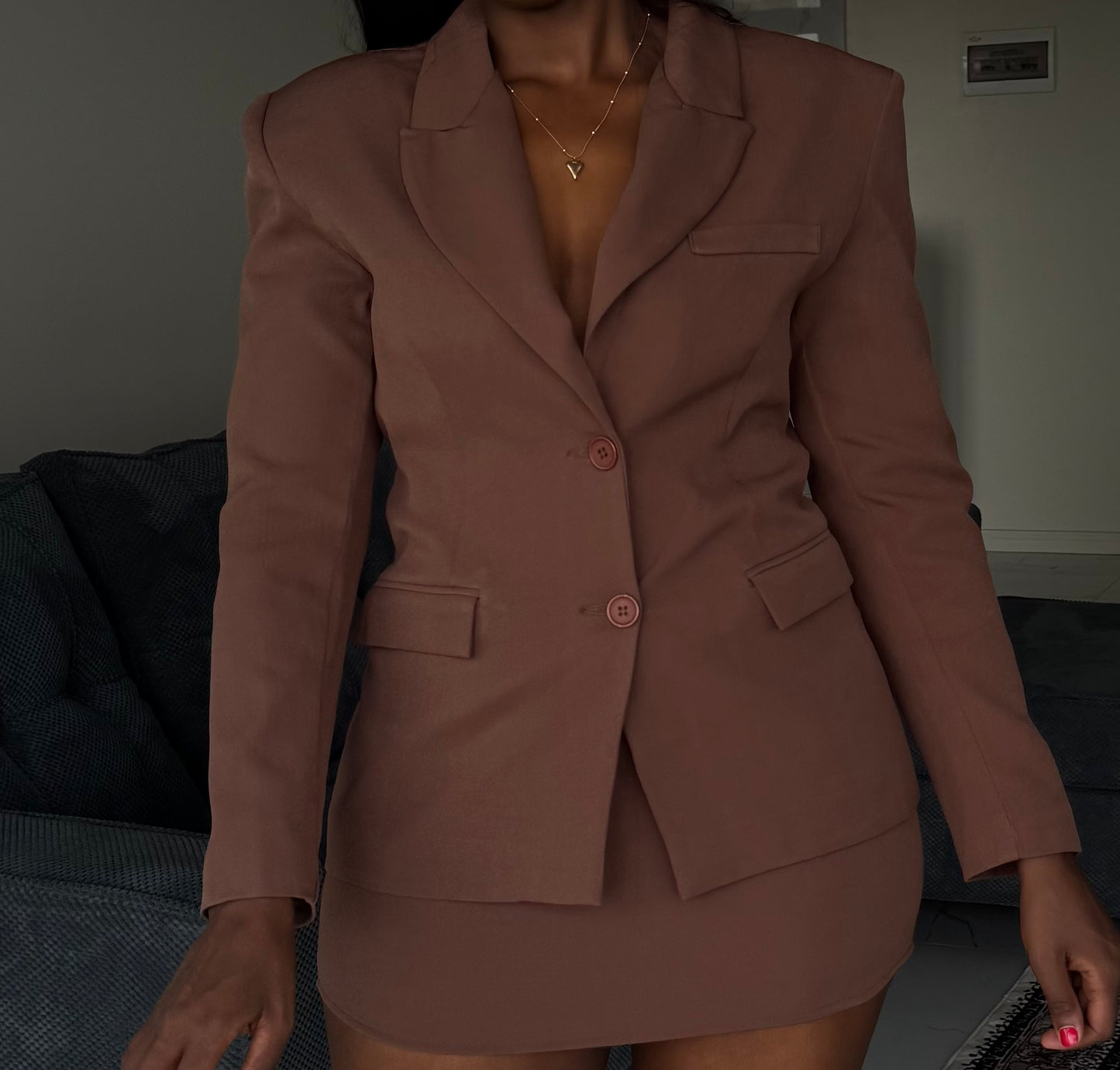 Padded Blazer & Mini Skirt Set