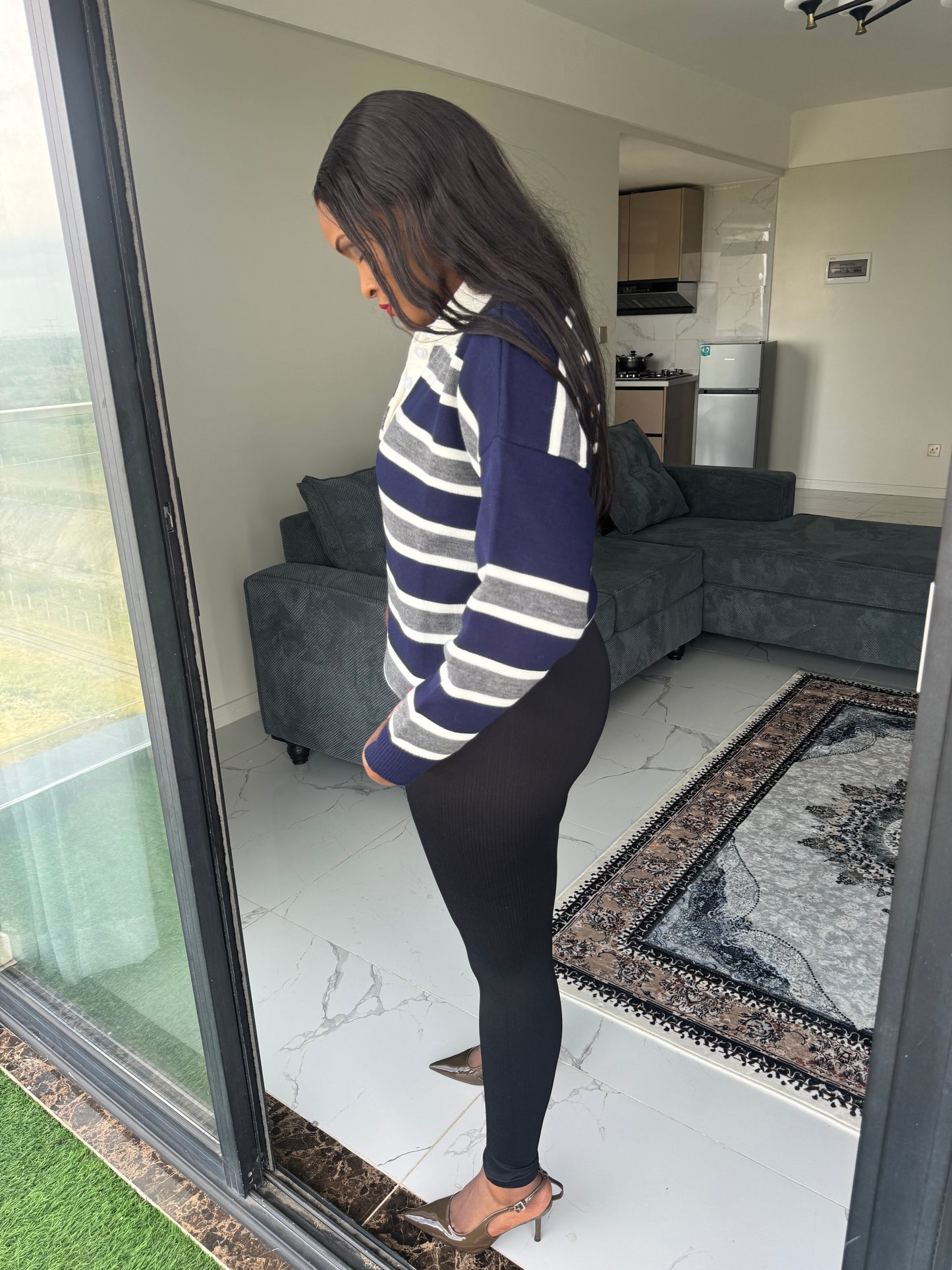 The Striped Polo Buttoned Sweater