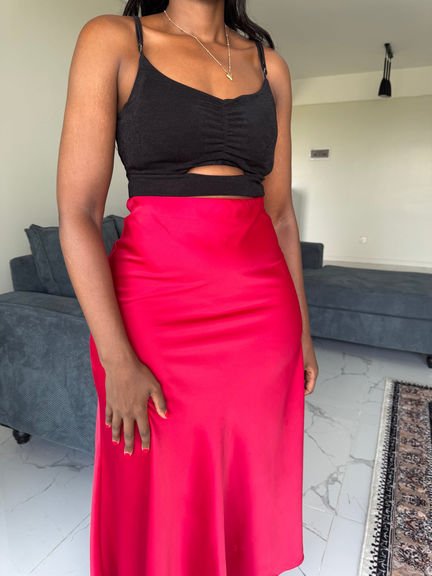 Adjustable Spaghetti Strap Cut-Out Crop