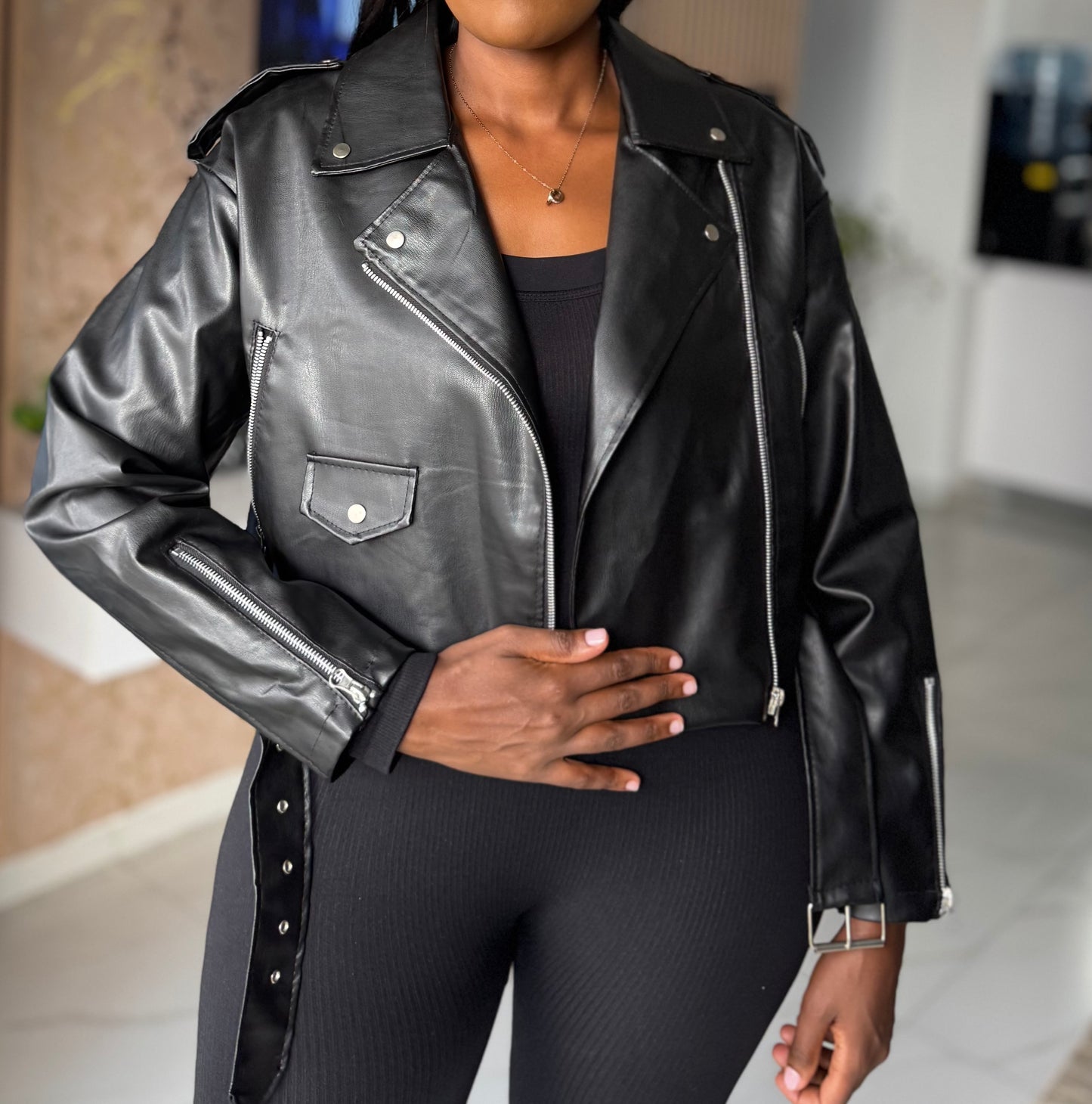 Luna Utility Oversized Leather Jacket