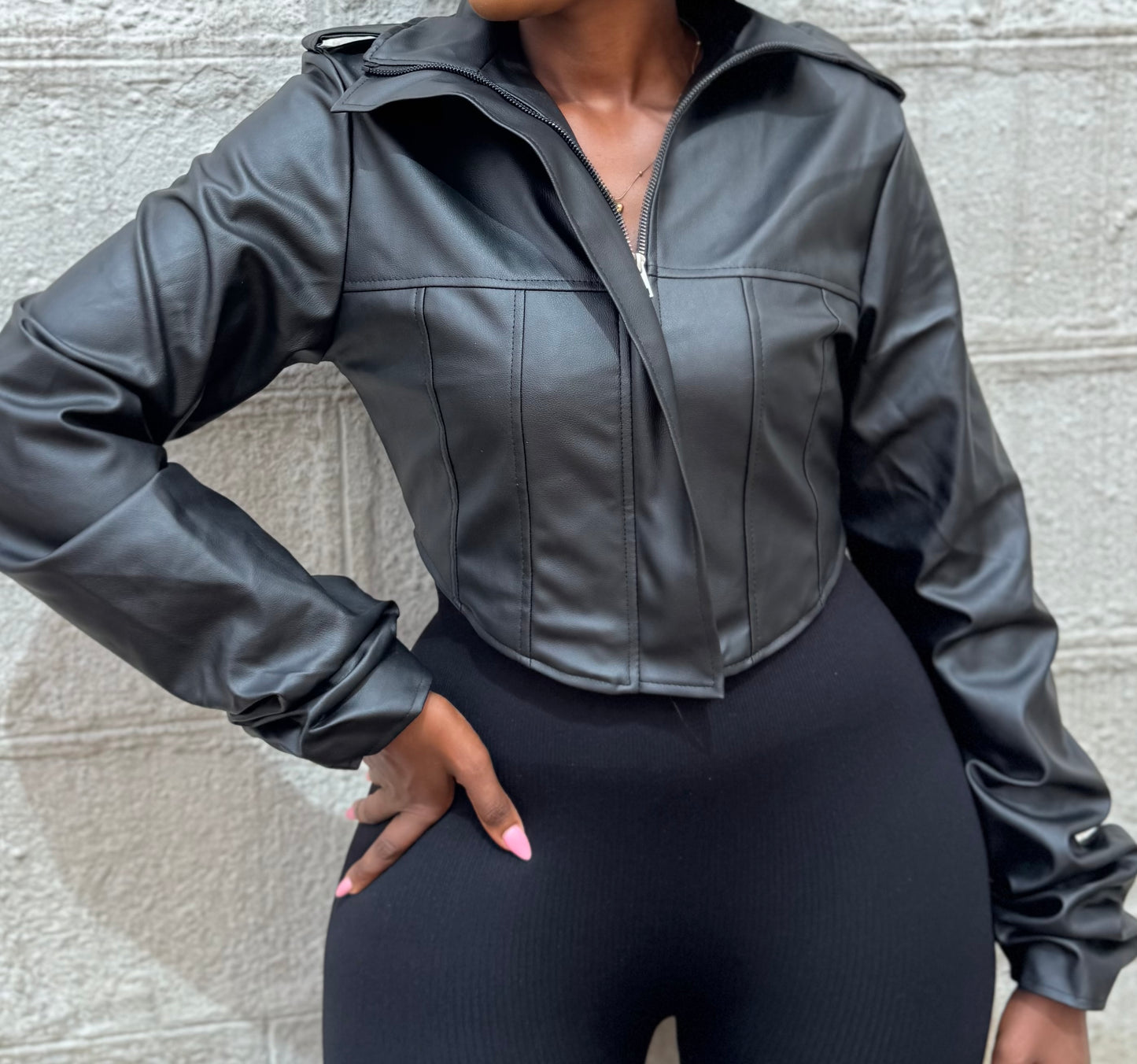 Sade Corset Sculpt Leather Jacket