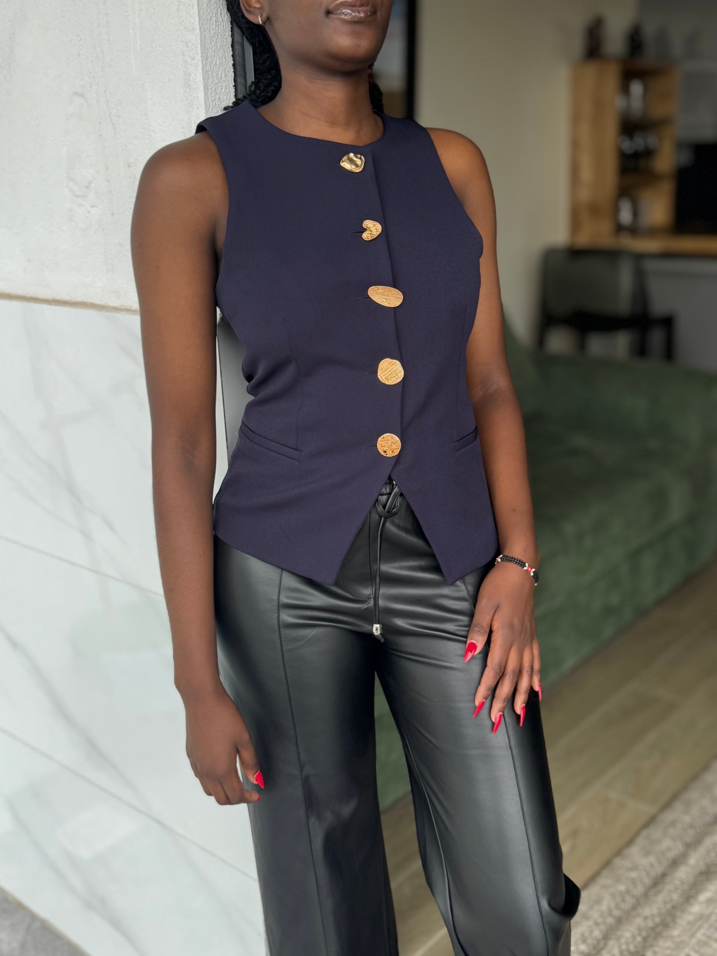 Massimo Gold-buttoned Halfcoat