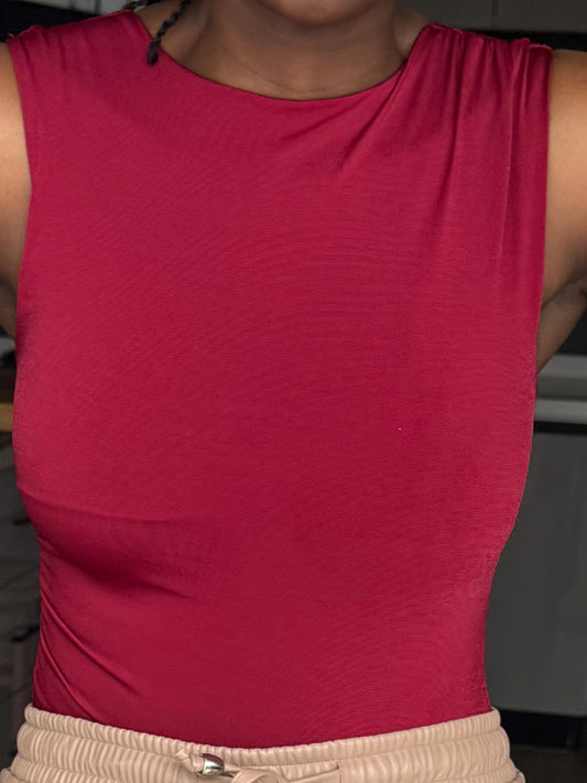 Side-ruched Halter Bodysuit