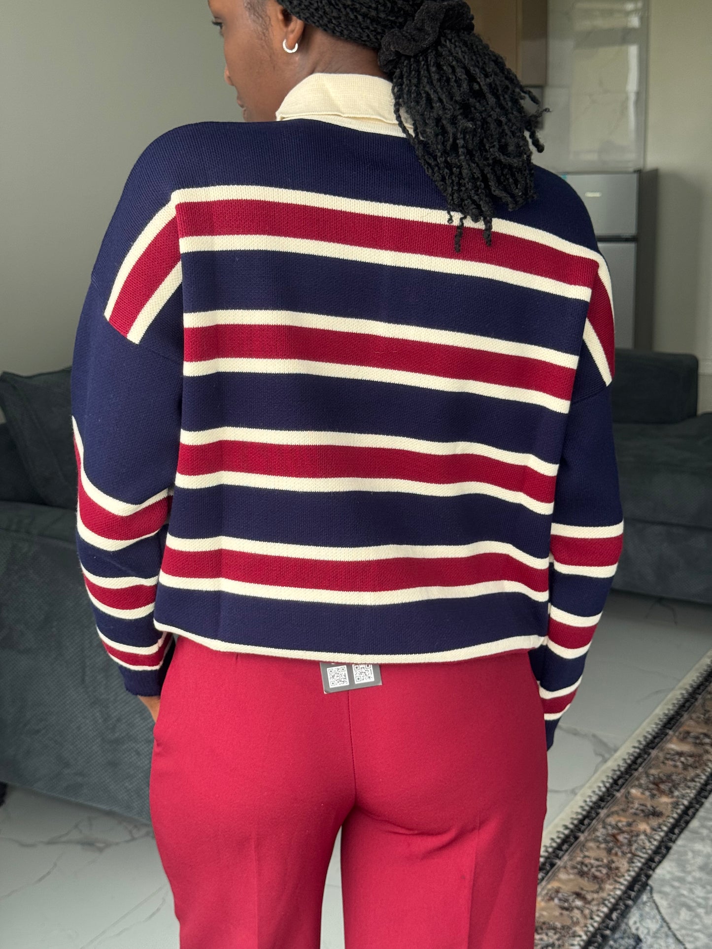The Striped Polo Buttoned Sweater