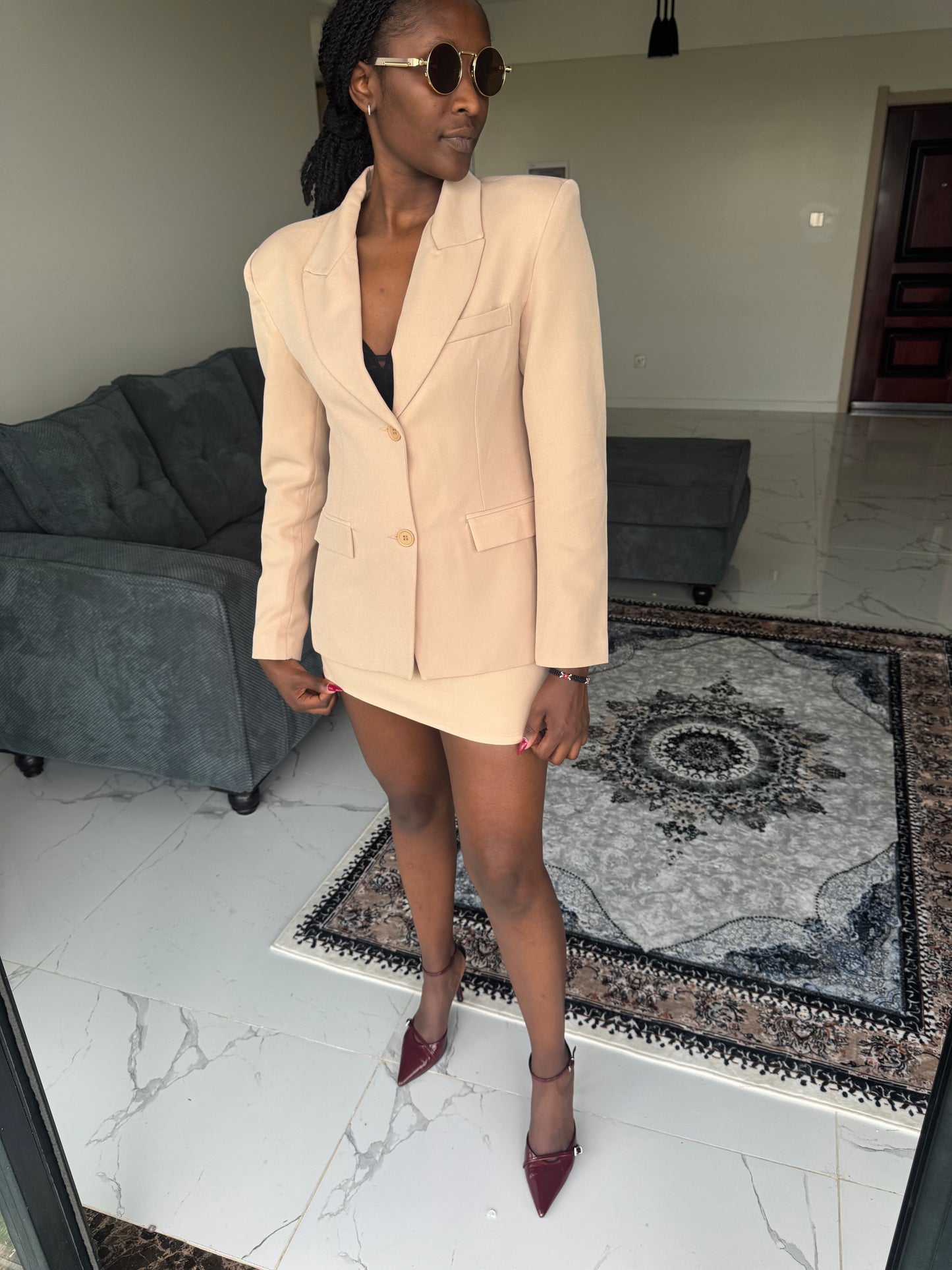 Padded Blazer & Mini Skirt Set