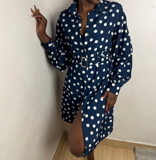 Polka Dot Side-Slit Chiffon Kimono Dress