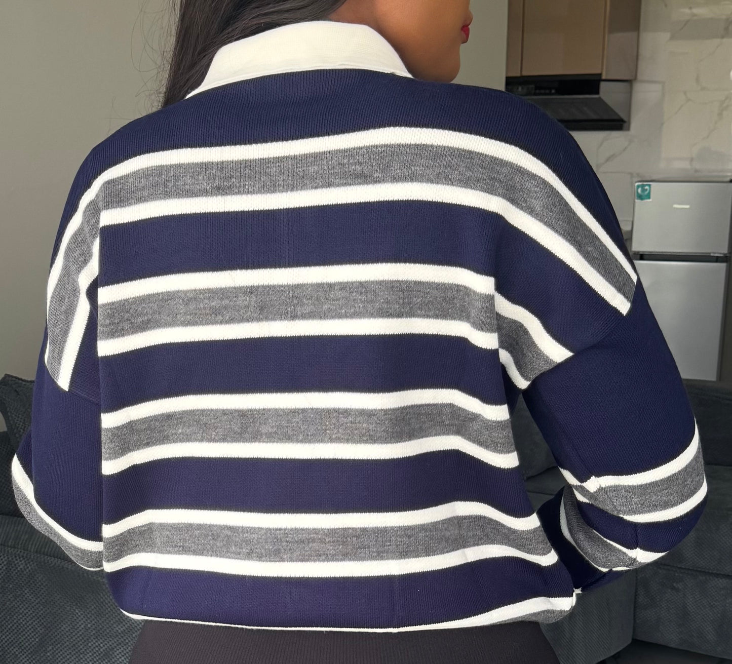 The Striped Polo Buttoned Sweater