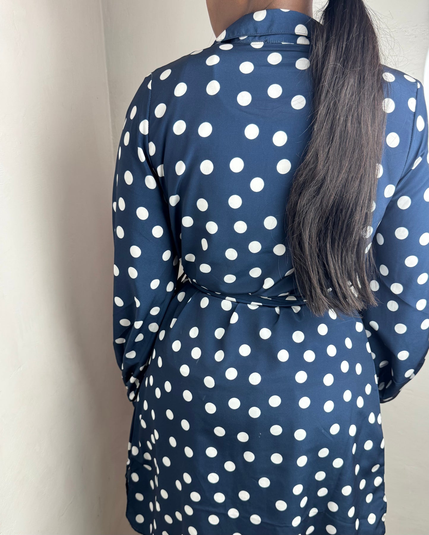 Polka Dot Side-Slit Chiffon Kimono Dress