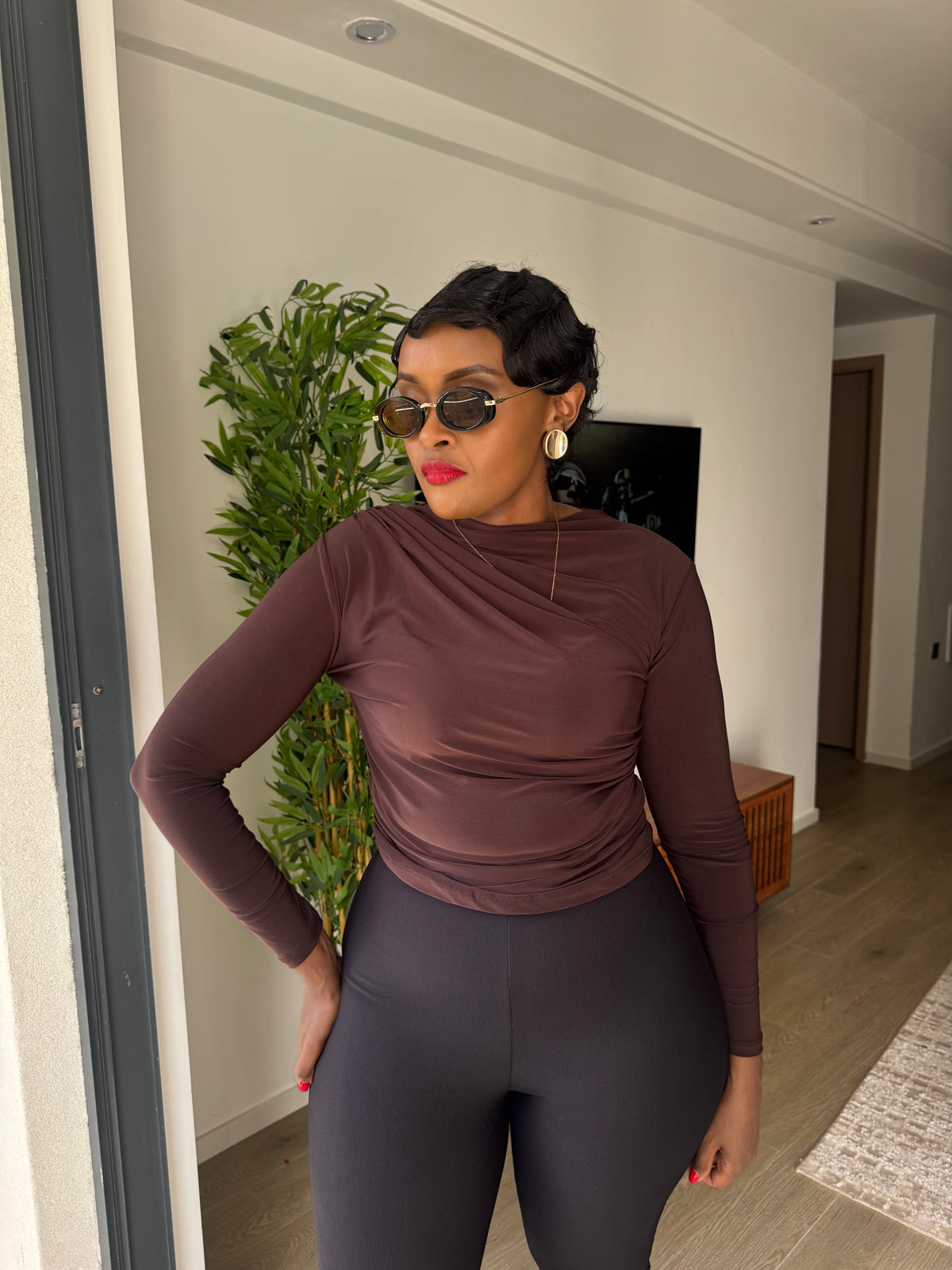 Sienna Long-Sleeve Ruched Top
