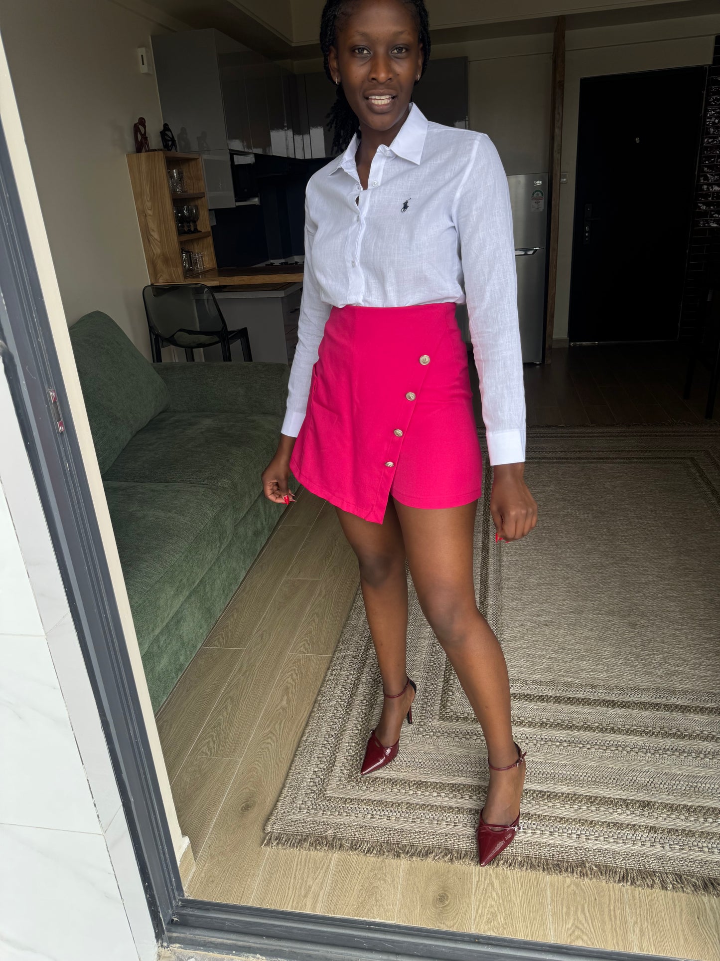 Silver-buttoned Cargo Skorts