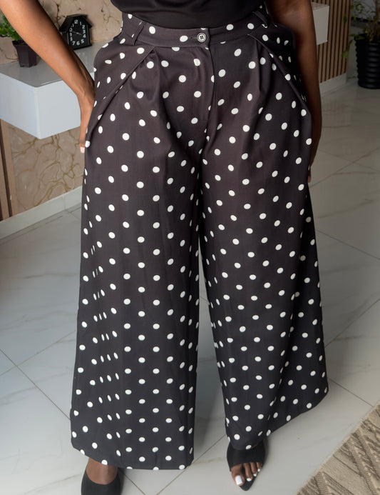 Polka Wideleg Pleated Pants