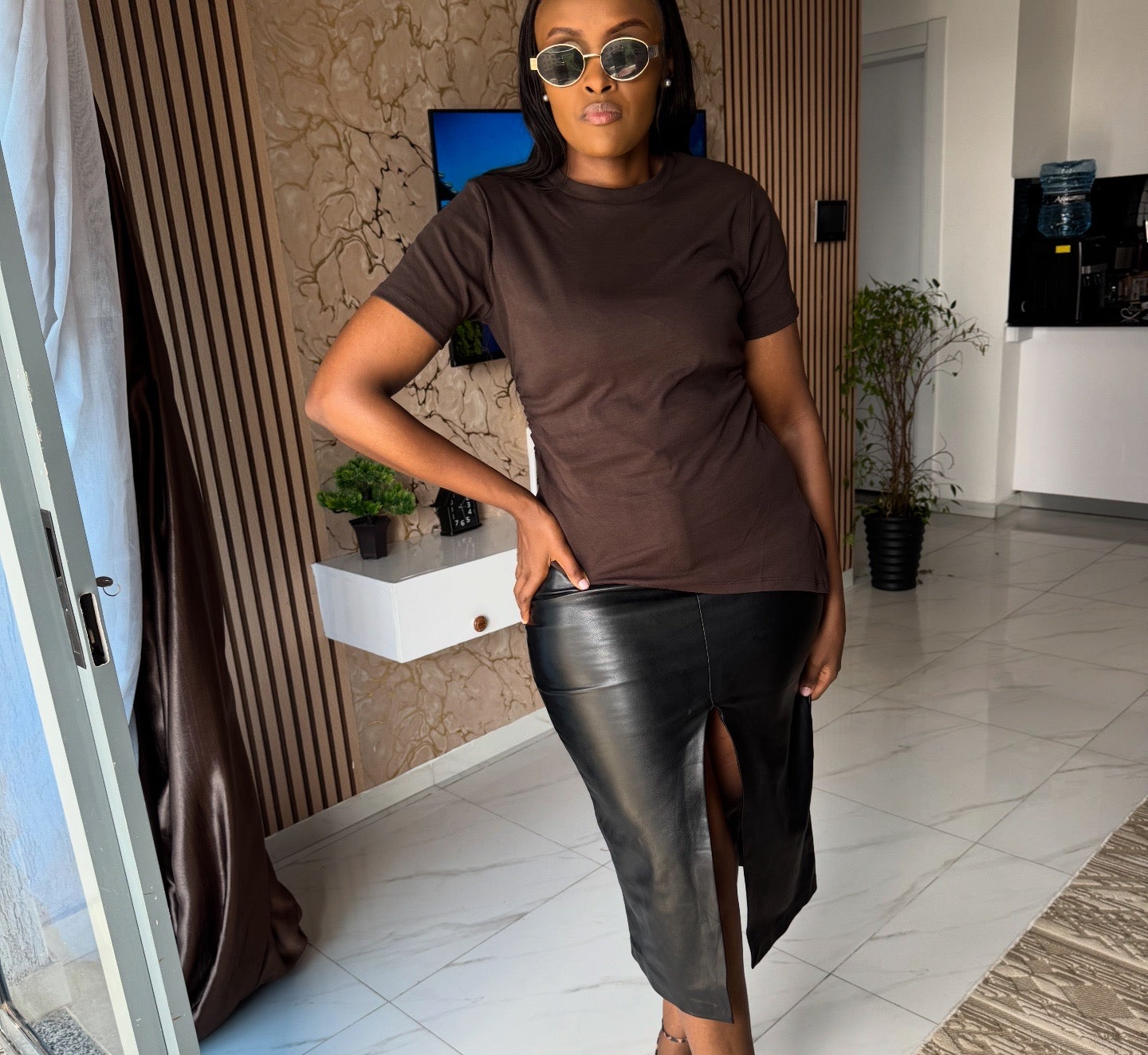 Waist-ruched Asymmetrical Snug Tee