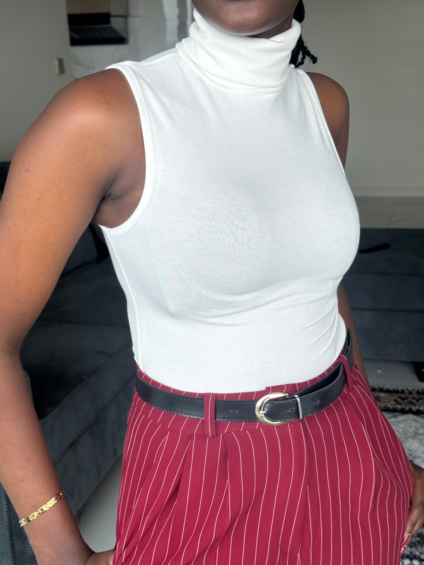 Turtleneck Sleeveless Cotton Bodysuit