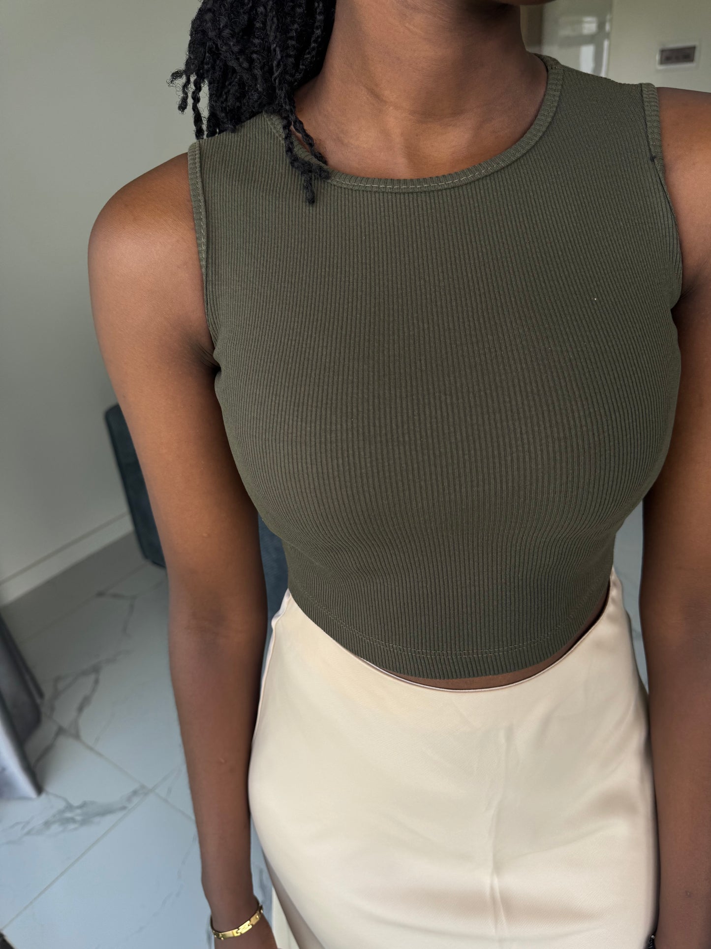 Halter Ribbed Crop
