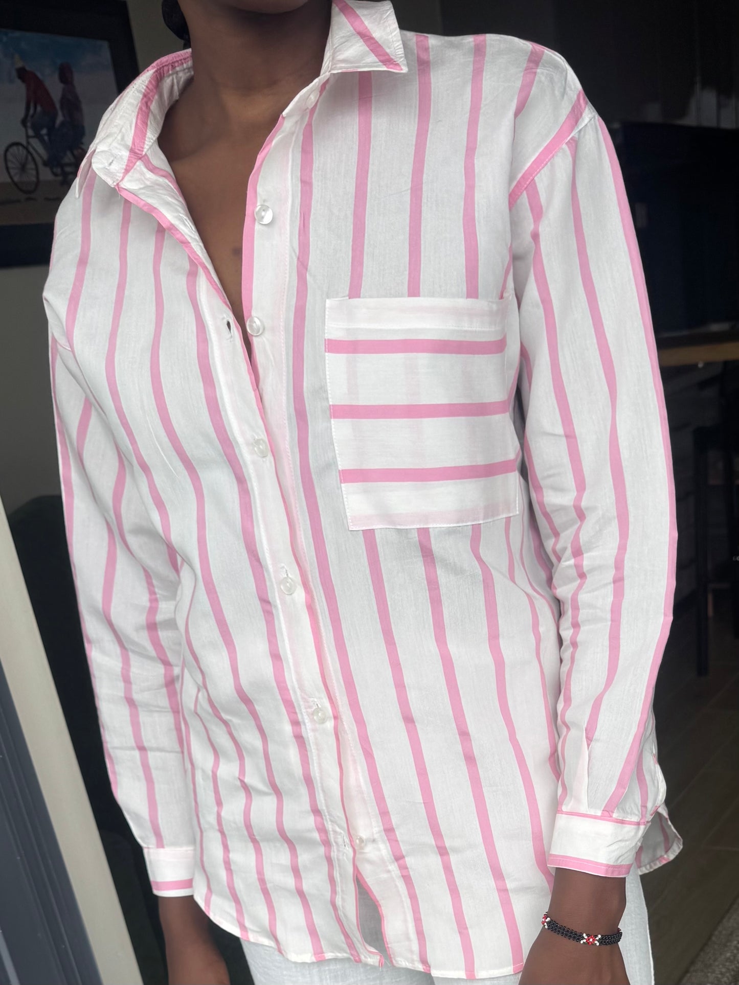 Pink Striped Modal Shirt