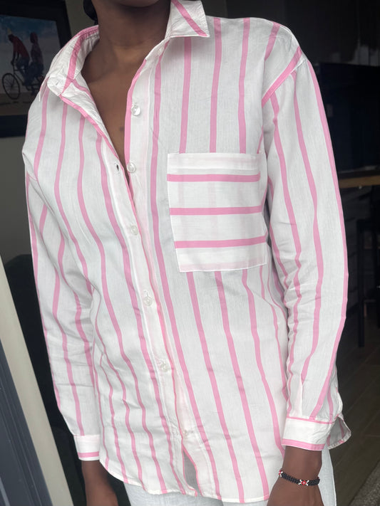 Pink Striped Modal Shirt