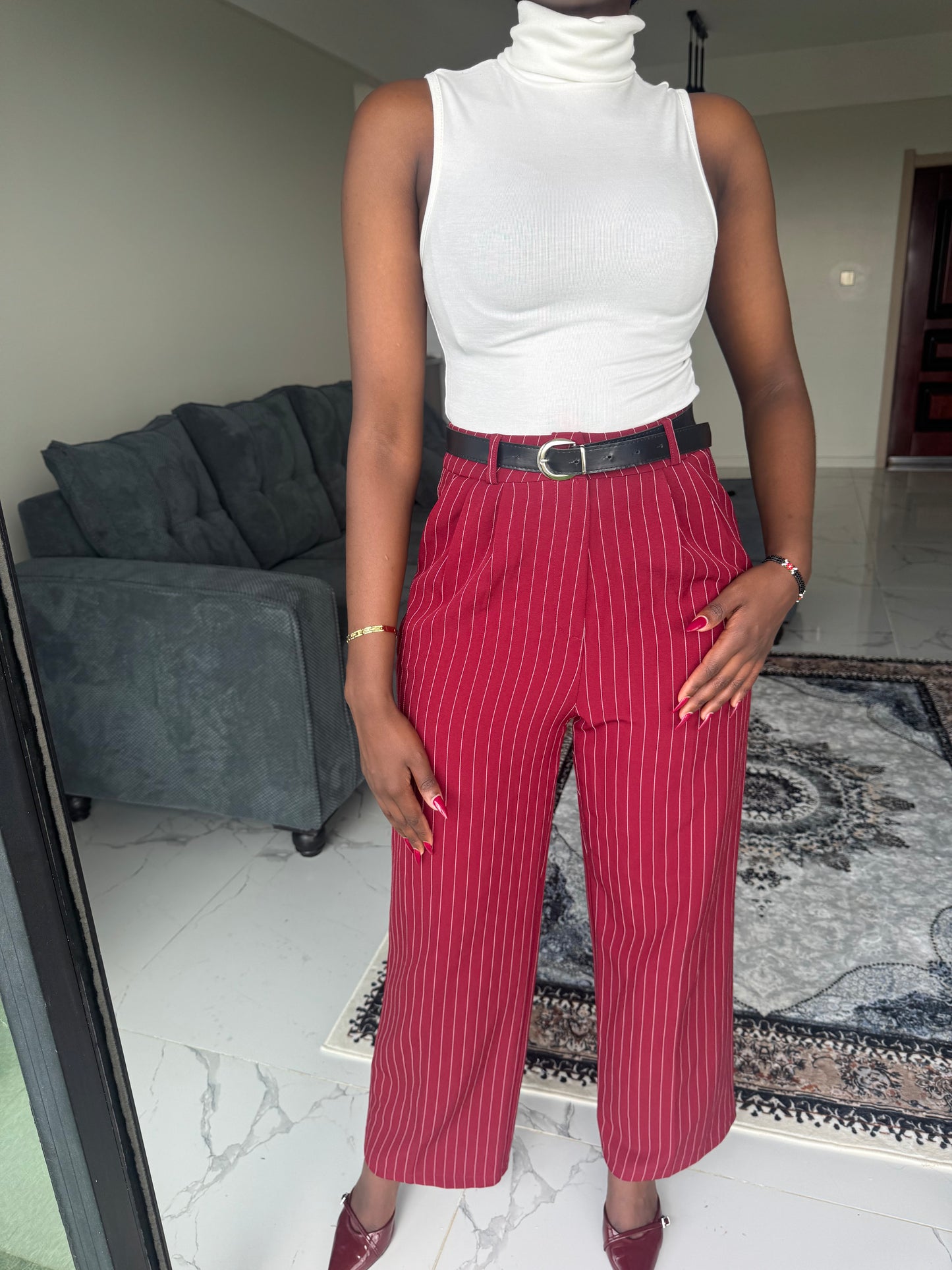 Pinstripe Wideleg Pants